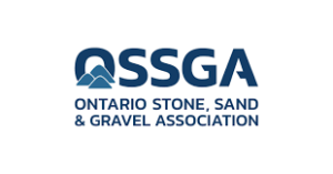 OSSGA logo shows words three piles of aggregates