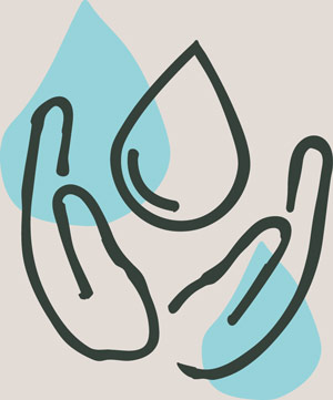 icon showing hands and water droplet